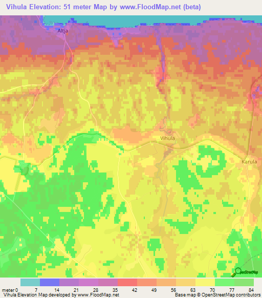 Vihula,Estonia Elevation Map