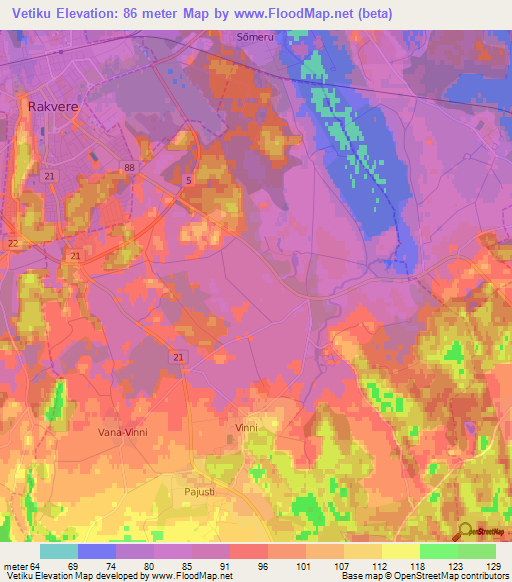 Vetiku,Estonia Elevation Map