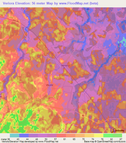 Veriora,Estonia Elevation Map