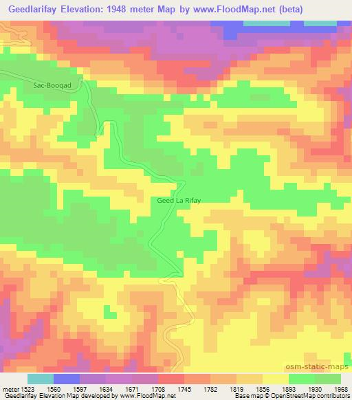 Geedlarifay,Somalia Elevation Map