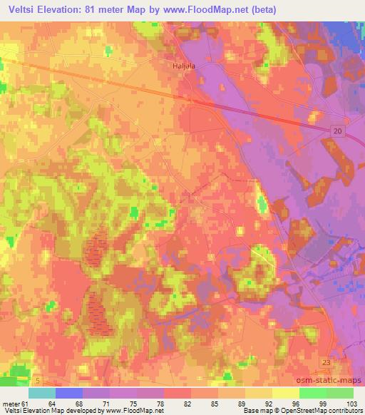 Veltsi,Estonia Elevation Map