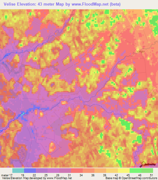 Velise,Estonia Elevation Map