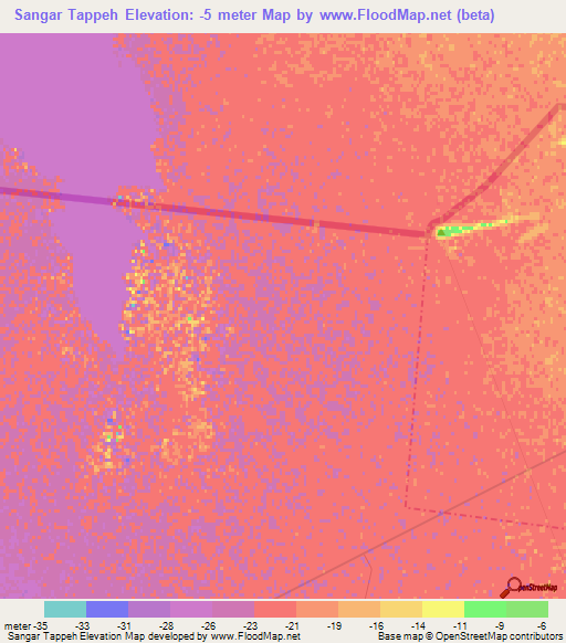 Sangar Tappeh,Iran Elevation Map