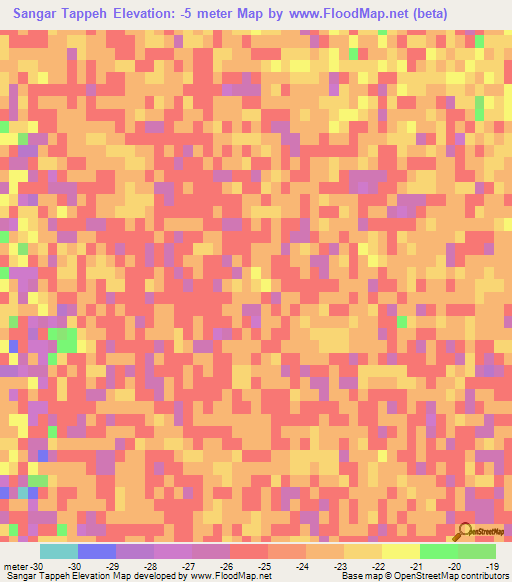 Sangar Tappeh,Iran Elevation Map