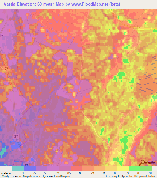 Vastja,Estonia Elevation Map
