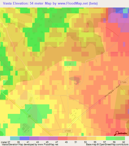 Vasta,Estonia Elevation Map