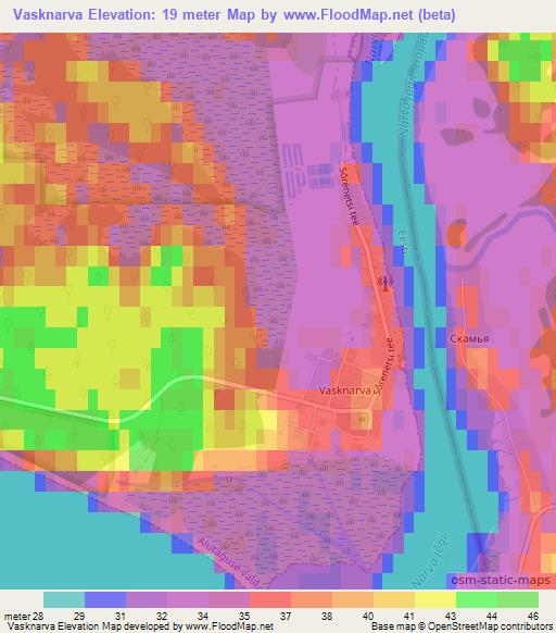 Vasknarva,Estonia Elevation Map