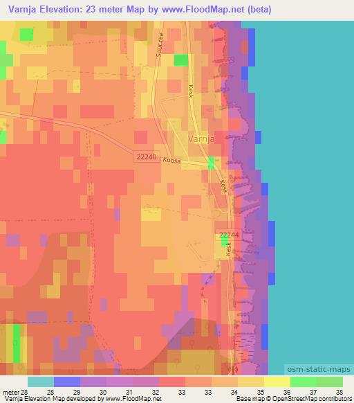 Varnja,Estonia Elevation Map