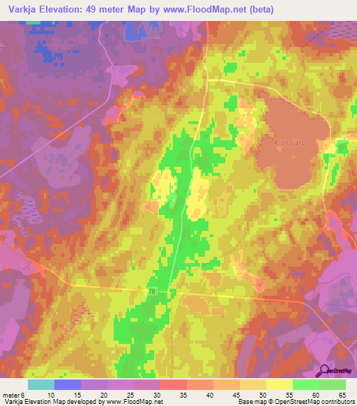 Varkja,Estonia Elevation Map