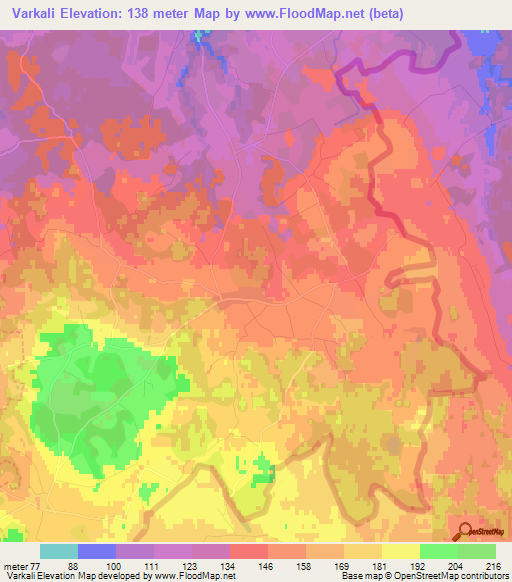 Varkali,Estonia Elevation Map