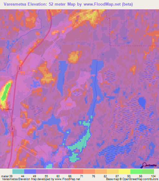 Varesmetsa,Estonia Elevation Map
