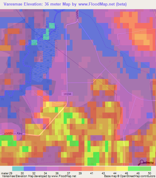 Varesmae,Estonia Elevation Map