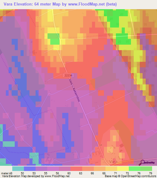 Vara,Estonia Elevation Map