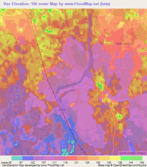 Vao,Estonia Elevation Map