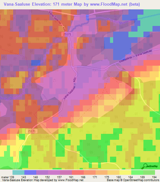 Vana-Saaluse,Estonia Elevation Map
