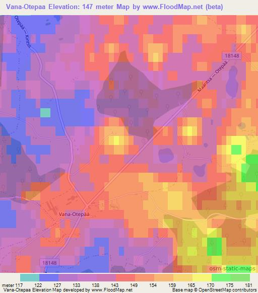 Vana-Otepaa,Estonia Elevation Map