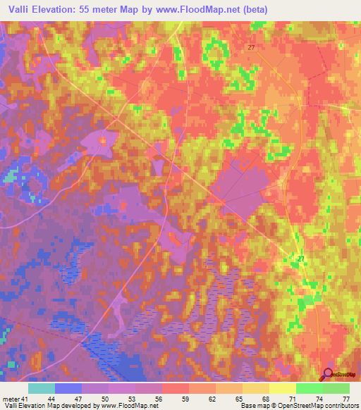 Valli,Estonia Elevation Map