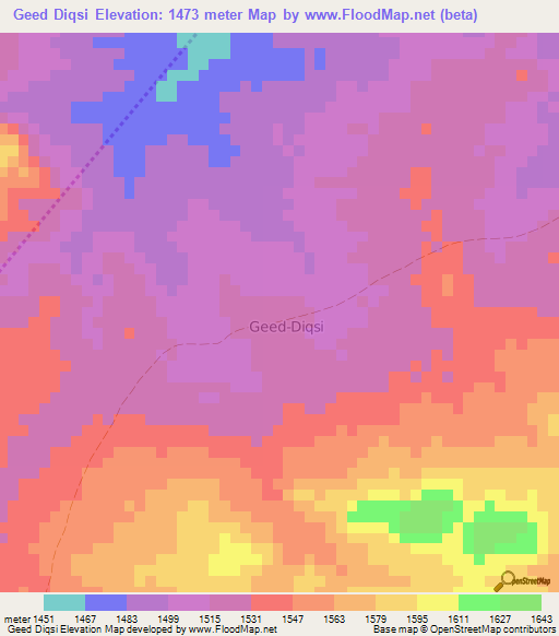 Geed Diqsi,Somalia Elevation Map