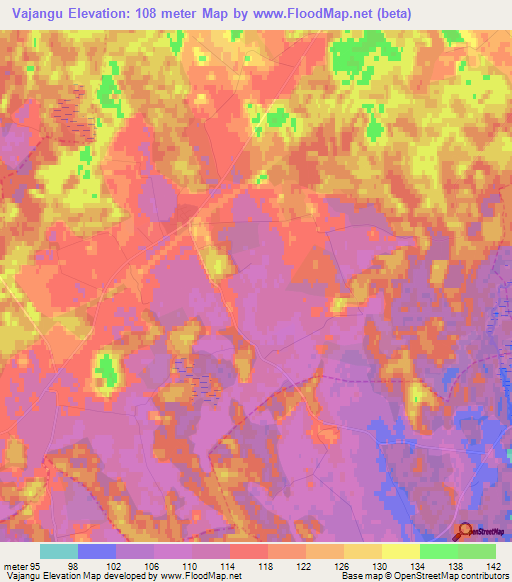 Vajangu,Estonia Elevation Map