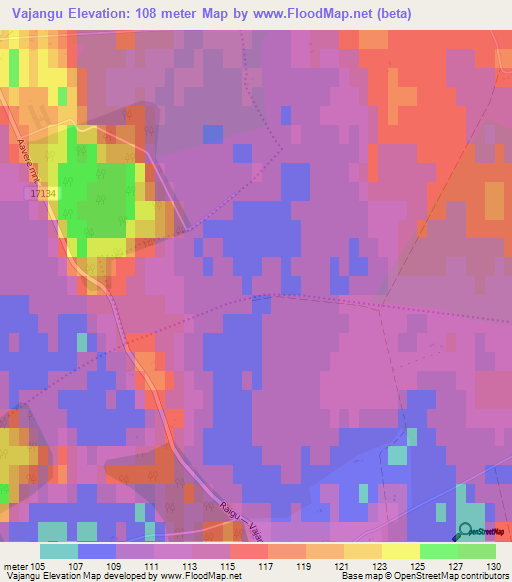 Vajangu,Estonia Elevation Map