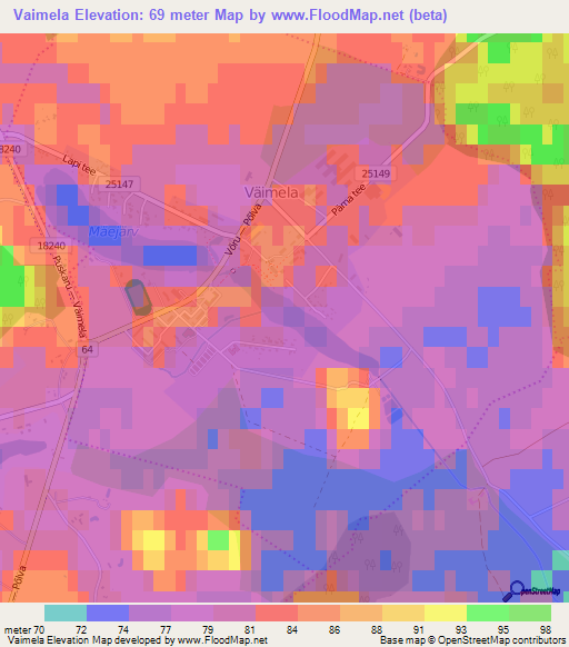 Vaimela,Estonia Elevation Map