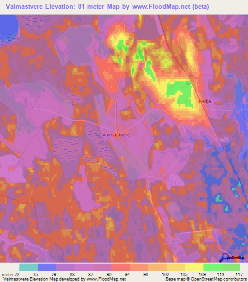 Vaimastvere,Estonia Elevation Map