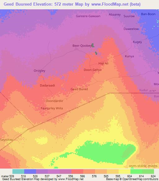 Geed Buureed,Somalia Elevation Map