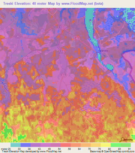 Treski,Estonia Elevation Map