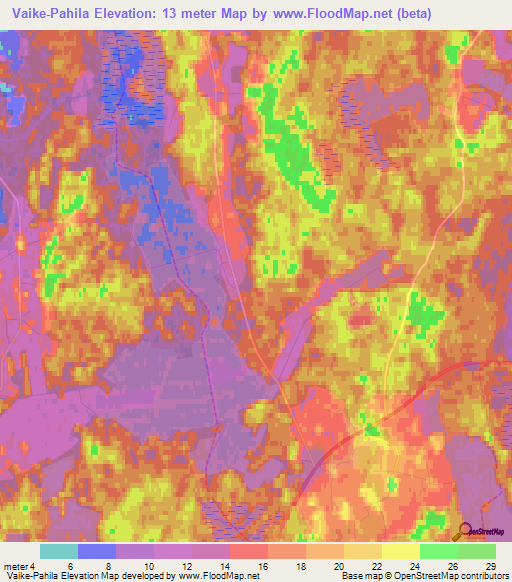 Vaike-Pahila,Estonia Elevation Map