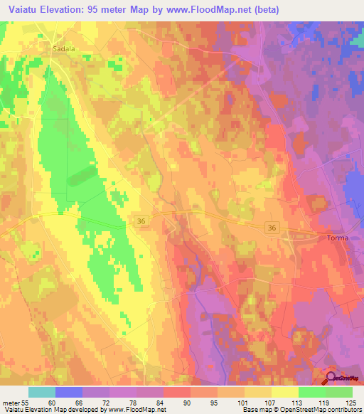 Vaiatu,Estonia Elevation Map