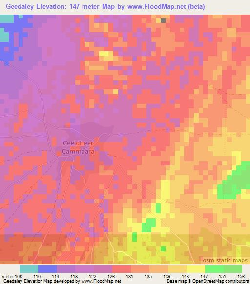 Geedaley,Somalia Elevation Map