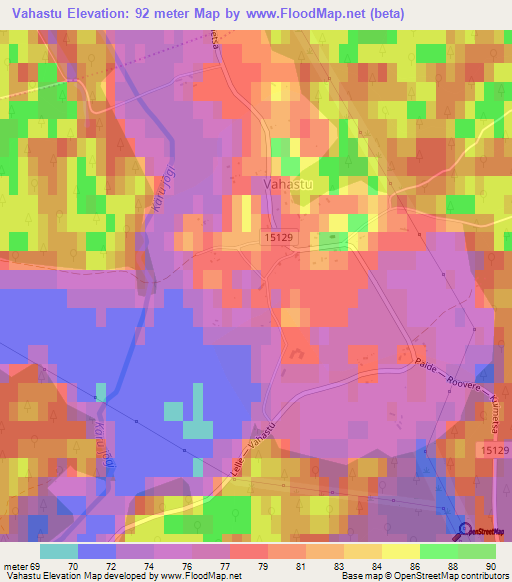Vahastu,Estonia Elevation Map