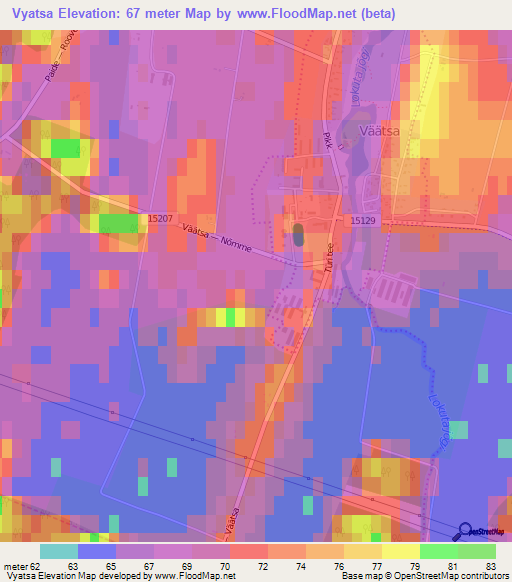 Vyatsa,Estonia Elevation Map