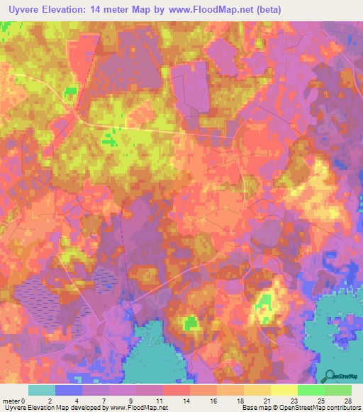 Uyvere,Estonia Elevation Map