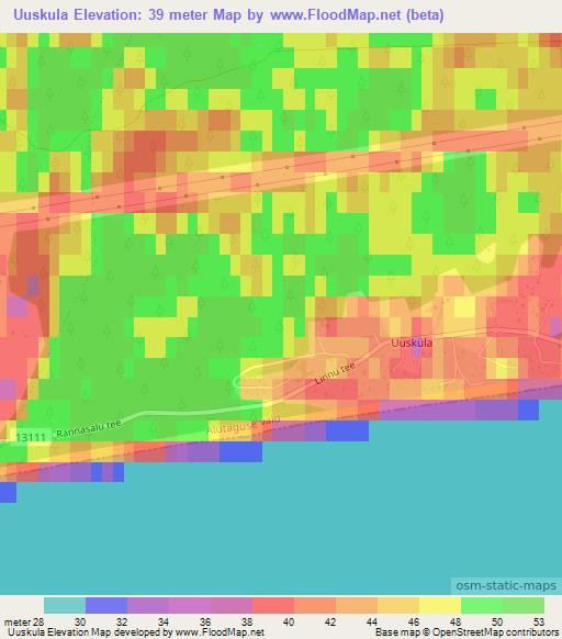 Uuskula,Estonia Elevation Map