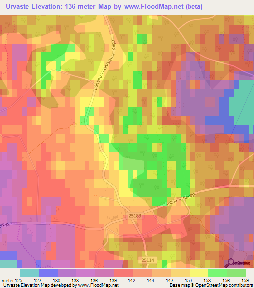 Urvaste,Estonia Elevation Map