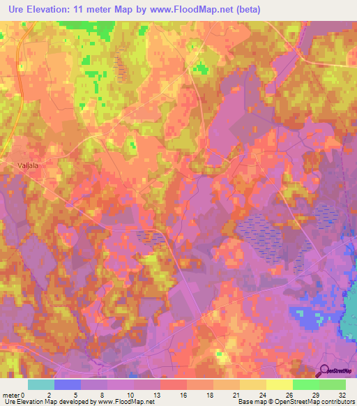 Ure,Estonia Elevation Map