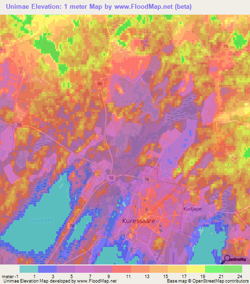 Unimae,Estonia Elevation Map