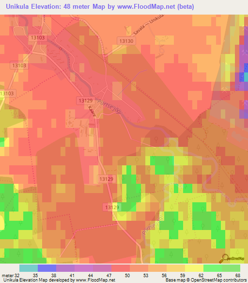 Unikula,Estonia Elevation Map