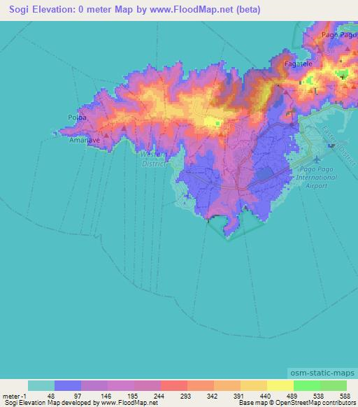 Sogi,American Samoa Elevation Map