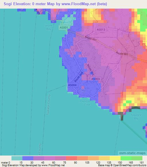 Sogi,American Samoa Elevation Map