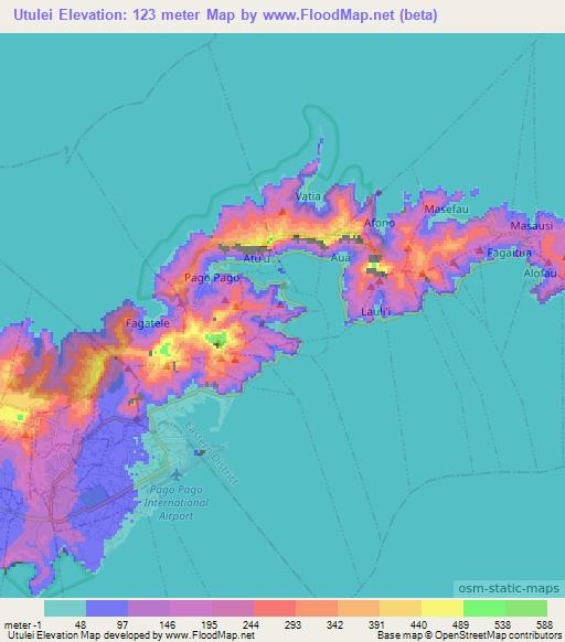 Utulei,American Samoa Elevation Map