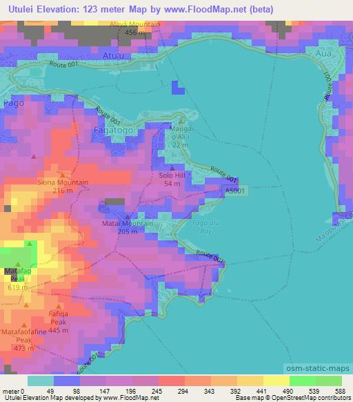 Utulei,American Samoa Elevation Map
