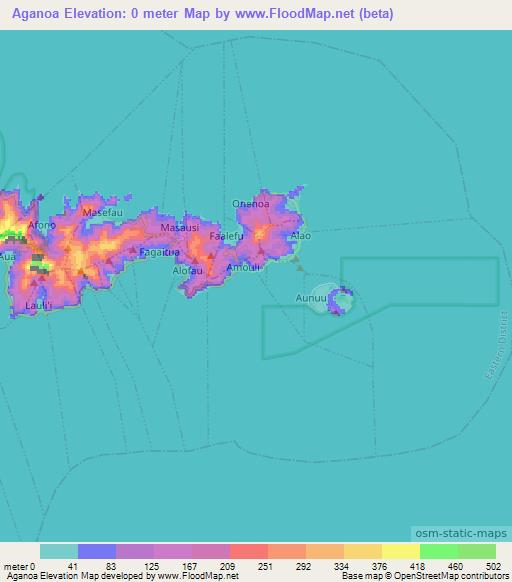 Aganoa,American Samoa Elevation Map