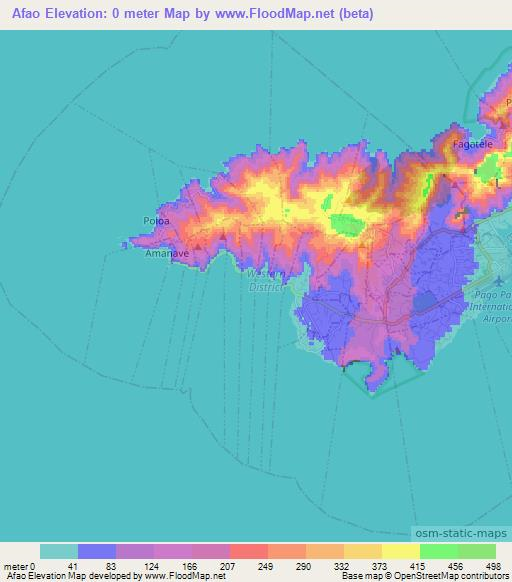 Afao,American Samoa Elevation Map