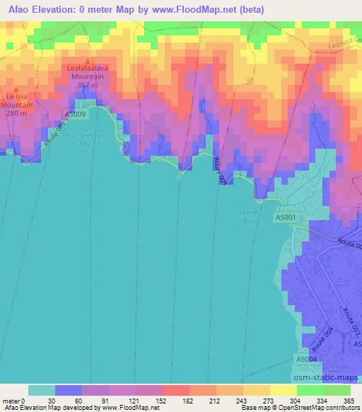 Afao,American Samoa Elevation Map