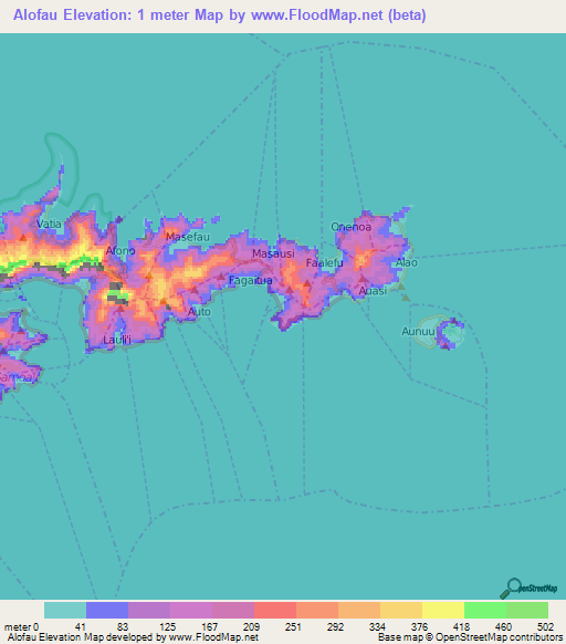 Alofau,American Samoa Elevation Map