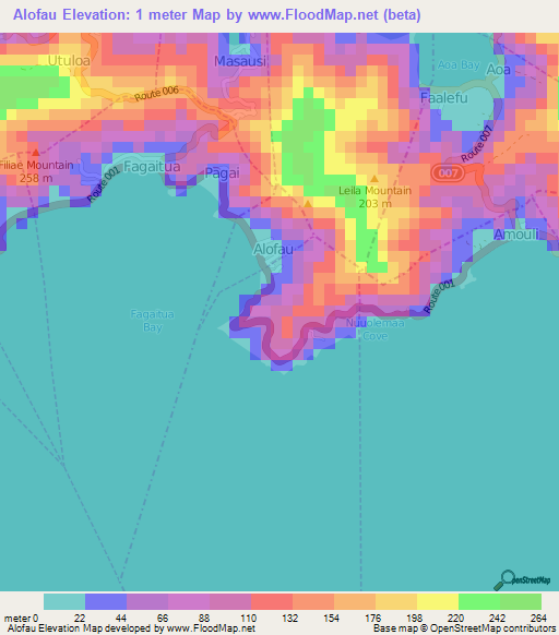 Alofau,American Samoa Elevation Map