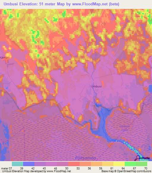 Umbusi,Estonia Elevation Map