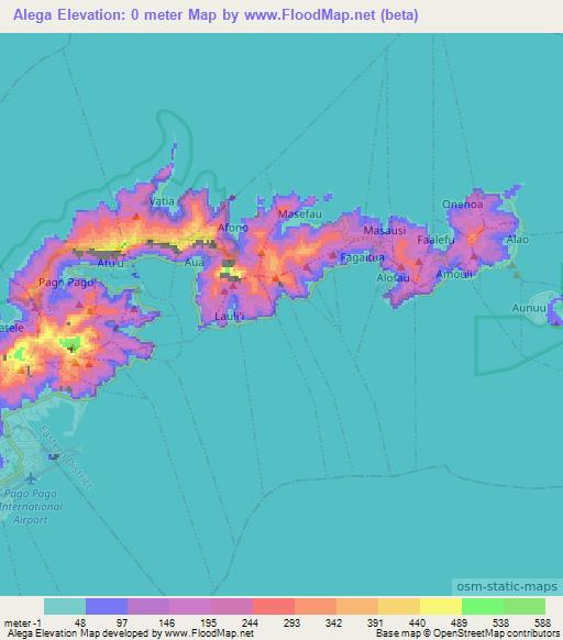 Alega,American Samoa Elevation Map
